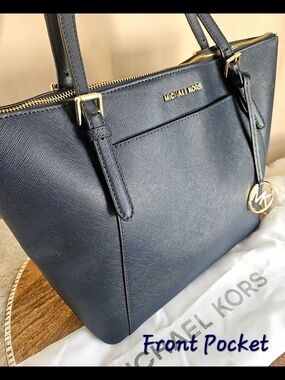 Michael Kors Navy Blue Saffiano Leather Tote Bag